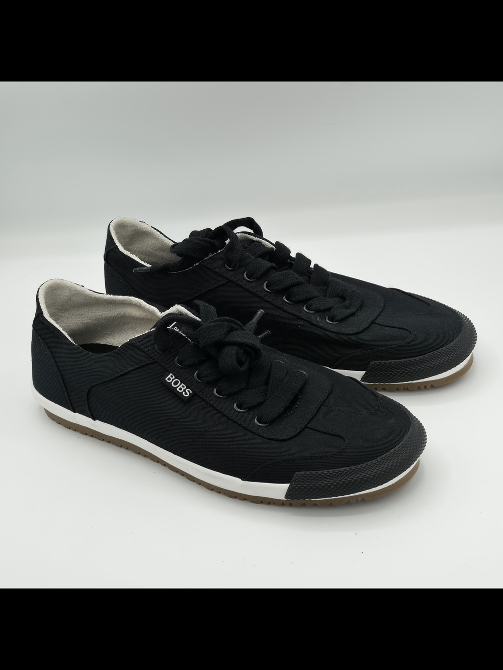 Skechers BOBS Men's Black Low-Profile Canvas Sneakers